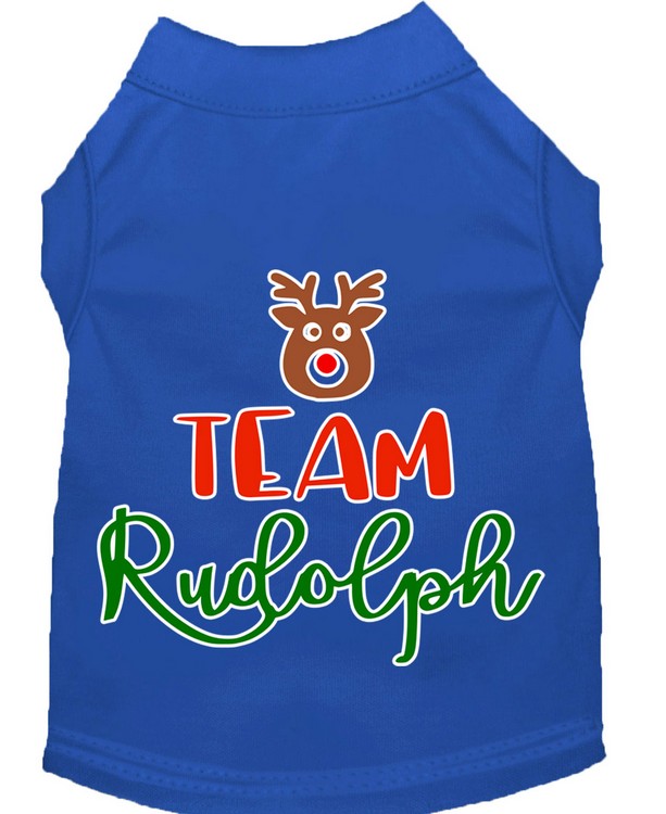 Team Rudolph Screen Print Dog Shirt Blue XS